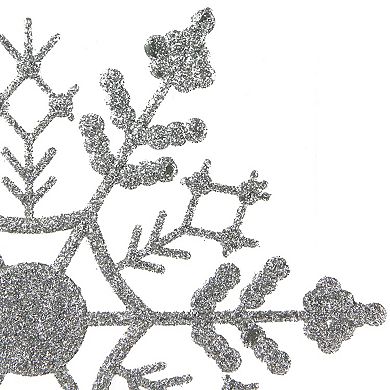 Northlight Set of 24 Silver Splendor Glitter Snowflake Christmas Ornaments