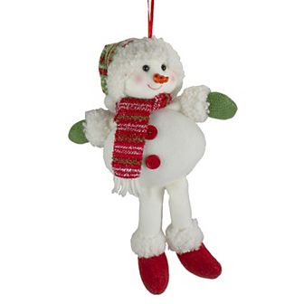 Northlight Seasonal Jolly Smiling Plush Snowman Hanging Christmas Ornament