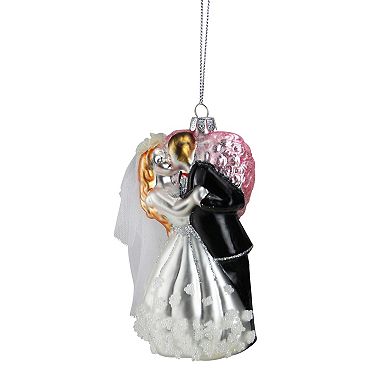 Northlight Seasonal Bride & Groom Kissing Glass Wedding Christmas Ornament