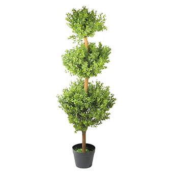 Northlight 3.75' Potted Two-Tone Murraya Artificial Triple Ball Topiary Christmas Tree