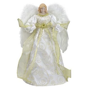 Northlight 14" Lit White and Gold Angel Christmas Tree Topper