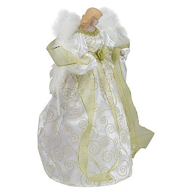 Northlight 14" Lit White and Gold Angel Christmas Tree Topper