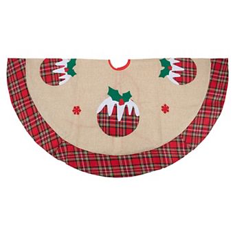 Northlight Christmas Puddings Plaid Christmas Tree Skirt