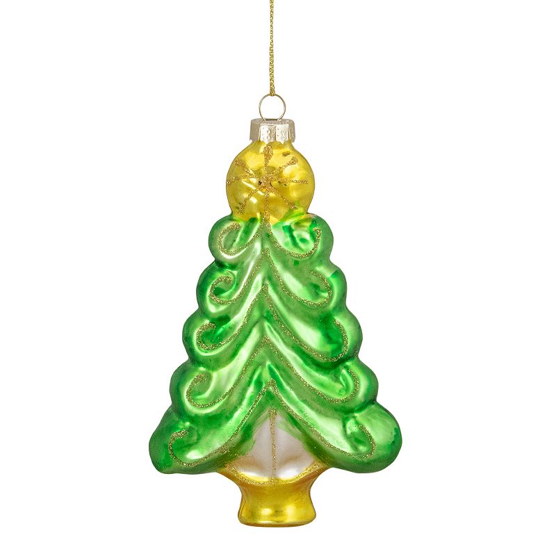 Northlight Seasonal Green & Gold Glass Christmas Tree Ornament