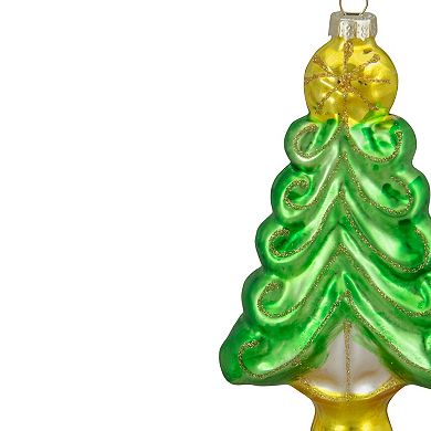 Northlight Seasonal Green & Gold Glass Christmas Tree Ornament