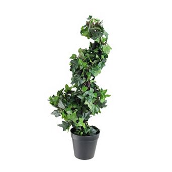 Northlight 1.8' Green and Black Potted Ivy Spiral Topiary Artificial Christmas Tree
