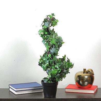 Northlight 1.8' Green and Black Potted Ivy Spiral Topiary Artificial Christmas Tree