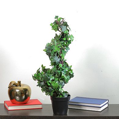 Northlight 1.8' Green and Black Potted Ivy Spiral Topiary Artificial Christmas Tree