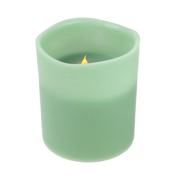 Northlight 8" Sage Green Flameless LED Lighted 3-Wick Flickering Wax ...