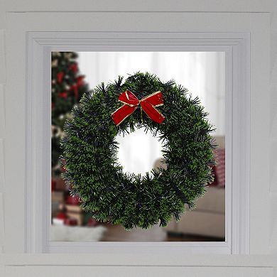 Northlight 17" Pre-Lit Green Tinsel Artificial Christmas Wreath With Bow