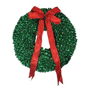 Northlight 28" Pre-Lit Glittered Leaves Artificial Christmas Wreath