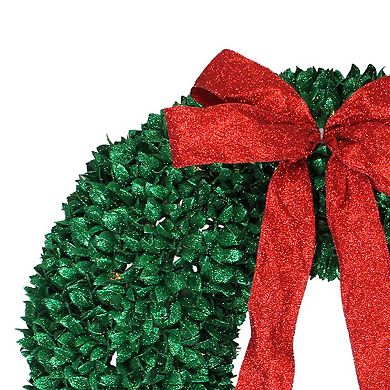 Northlight 28" Pre-Lit Glittered Leaves Artificial Christmas Wreath