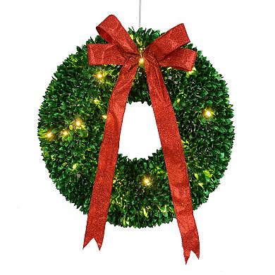 Northlight 28" Pre-Lit Glittered Leaves Artificial Christmas Wreath