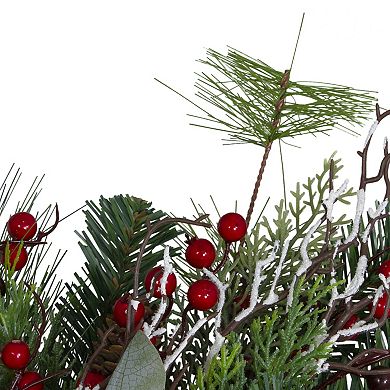 Northlight 24" Dual Plaid and Berries Unlit Artificial Christmas Wreath