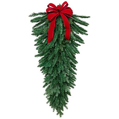 Northlight 60" Green Pine Unlit Artificial Christmas Teardrop Swag Wall Decor
