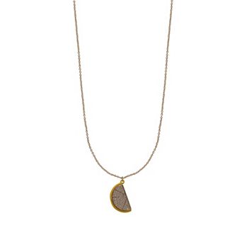 Cubic Zirconia Lemon Wedge Pendant Necklace