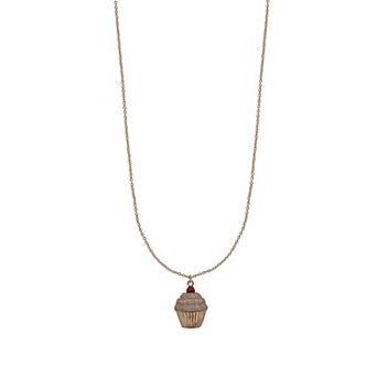Gold Tone Cupcake Pendant Necklace
