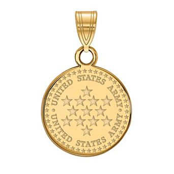 LogoArt Sterling Silver United States Army Small Disc Pendant