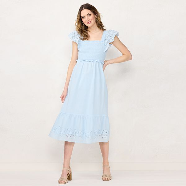 Women's LC Lauren Conrad Eyelet Smocked Midi Dress