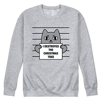 Men's Destroyed Christmas Tree Cat Sweatshirt