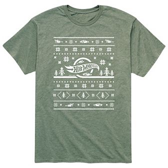 Men's Hot Wheels Ugly Christmas Sweater Pattern Tee