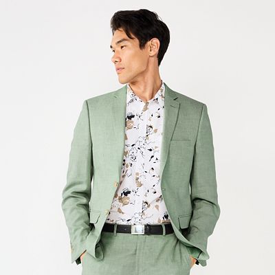 Men s Apt. 9 Premier Flex Extra Slim Linen Suit Jacket Size 36 Short Sage Linen