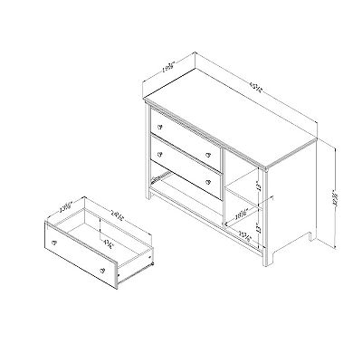 South Shore Cotton Candy 3-Drawer Dresser with 2 Whicker Baskets