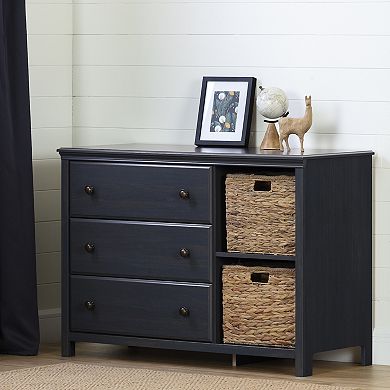 South Shore Cotton Candy 3-Drawer Dresser with 2 Whicker Baskets