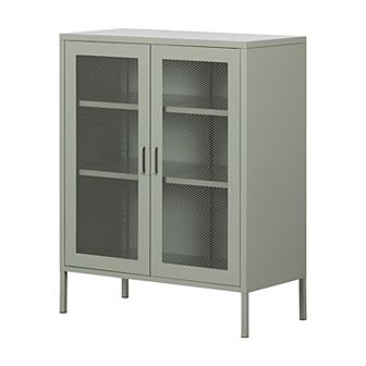South Shore Crea Metal Mesh 2-Door Accent Cabinet