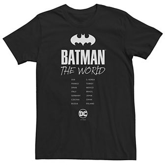 Big & Tall DC Comics Batman: The World White Bat Logo Stamp Tee