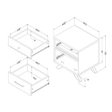 South Shore Flam 2-Drawer Nightstand