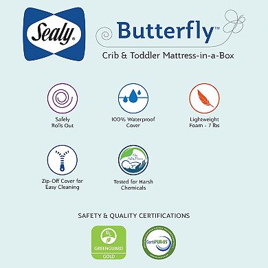 Sealy Butterfly Waterproof Crib Mattress