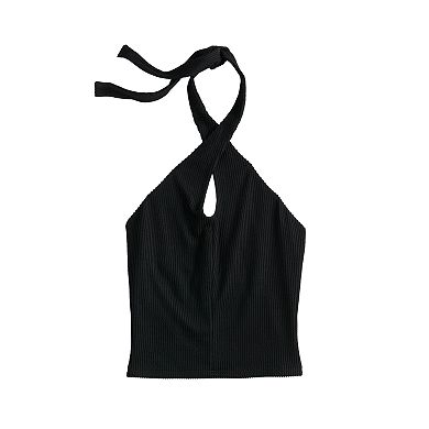 Juniors' SO® Crisscross Halter Top