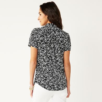 Women's Croft & Barrow® Challis Camp Shirt