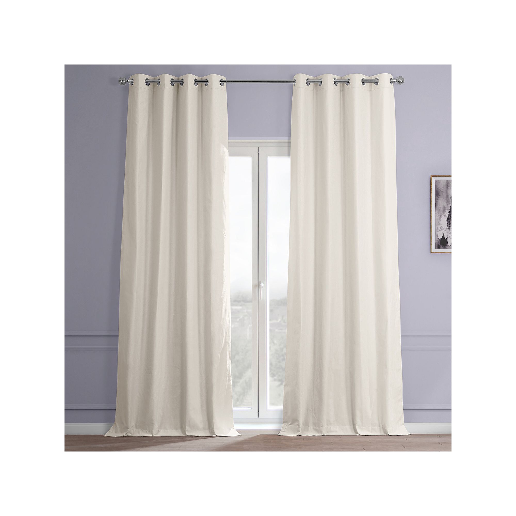 EFF Dune Cotton Light Filtering Grommet 2-pack Window Curtain Set, Fable Be