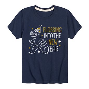 Boys 8-20 Flossing New Year Dino Graphic Tee