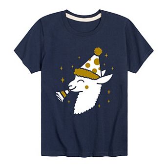 Boys 8-20 Llama With Party Hat Graphic Tee