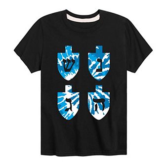 Boys 8-20 Tie Dye Dreidels Graphic Tee