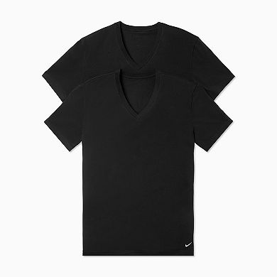 Men's Nike 2-Pack Dri-FIT Essential Cotton Stretch V-Neck Undershirt