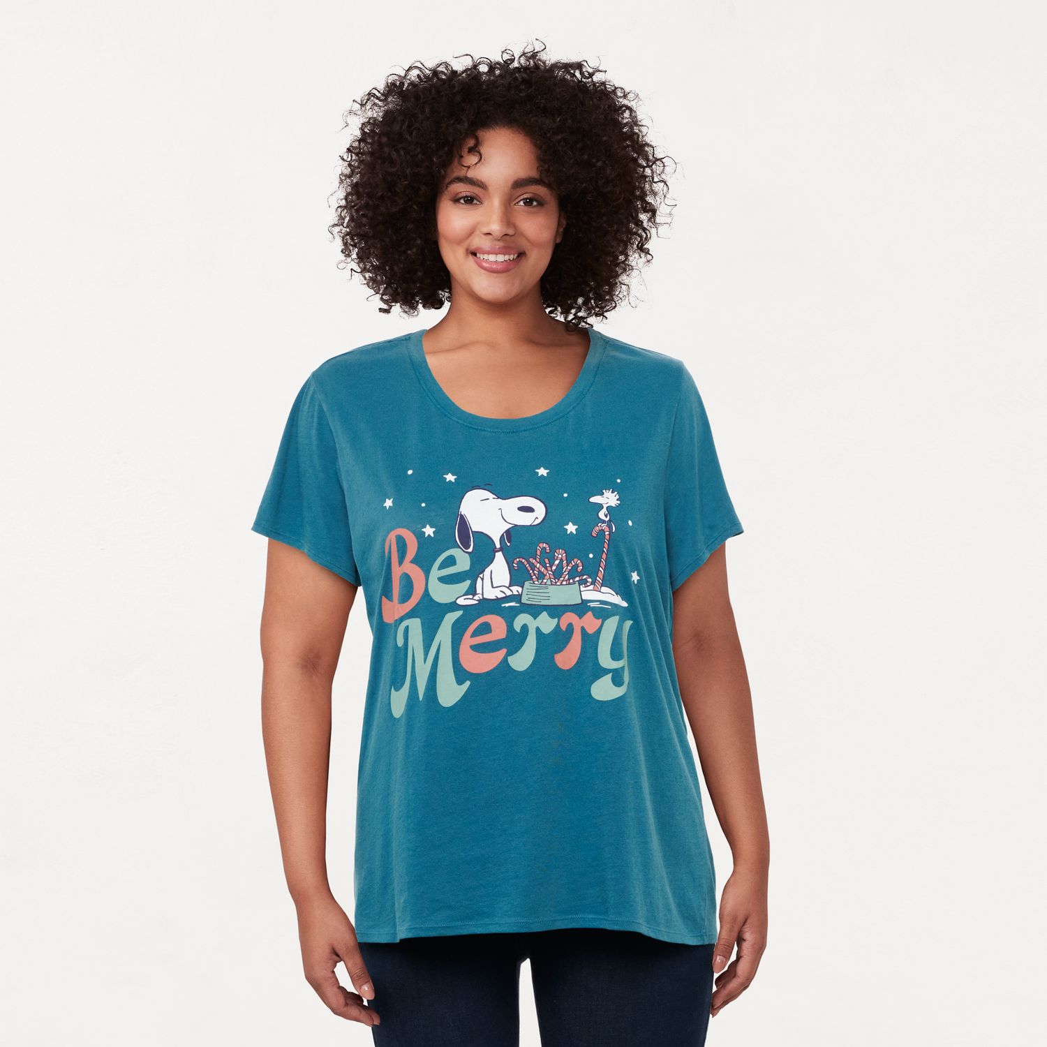 Image for LC Lauren Conrad Plus Size Peanuts Snoopy Christmas Graphic Tees at Kohl's.