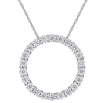 Stella Grace 14k White Gold 2 1/5 Carat T.W. Lab-Created Moissanite Circle Pendant Necklace