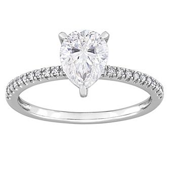 Stella Grace 14k White Gold 1 1/4 Lab-Created Moissanite & 1/10 Carat T.W Diamond Engagement Ring