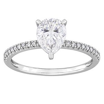 Stella Grace 14k White Gold 1 1/4 Lab-Created Moissanite & 1/10 Carat T.W Diamond Engagement Ring