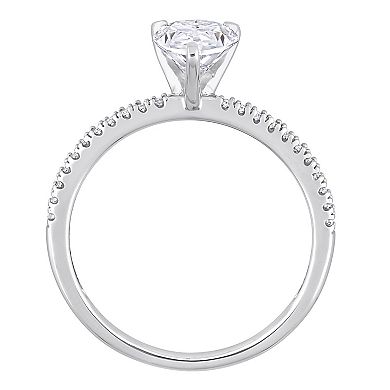 Stella Grace 14k White Gold 1 1/4 Lab-Created Moissanite & 1/10 Carat T.W Diamond Engagement Ring