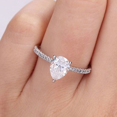 Stella Grace 14k White Gold 1 1/4 Lab-Created Moissanite & 1/10 Carat T.W Diamond Engagement Ring