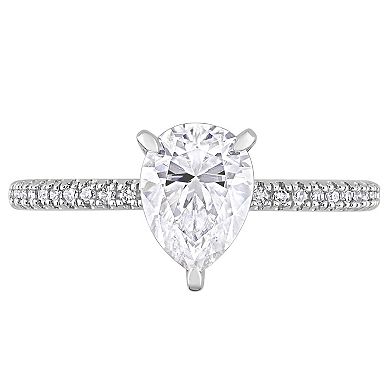 Stella Grace 14k White Gold 1 1/4 Lab-Created Moissanite & 1/10 Carat T.W Diamond Engagement Ring