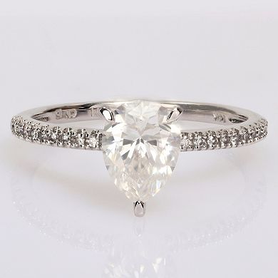 Stella Grace 14k White Gold 1 1/4 Lab-Created Moissanite & 1/10 Carat T.W Diamond Engagement Ring
