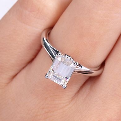 Stella Grace 10k White Gold 1 3/4 Carat T.W. Lab-Created Moissanite Emerald-Cut Solitaire Ring