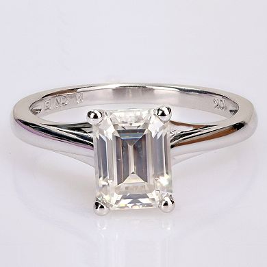 Stella Grace 10k White Gold 1 3/4 Carat T.W. Lab-Created Moissanite Emerald-Cut Solitaire Ring