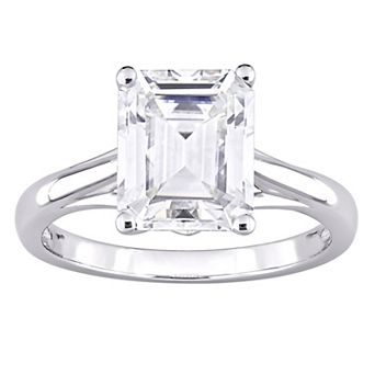 Stella Grace 10k White Gold 3 1/2 Carat T.W. Lab-Created Moissanite Emerald-Cut Solitaire Ring